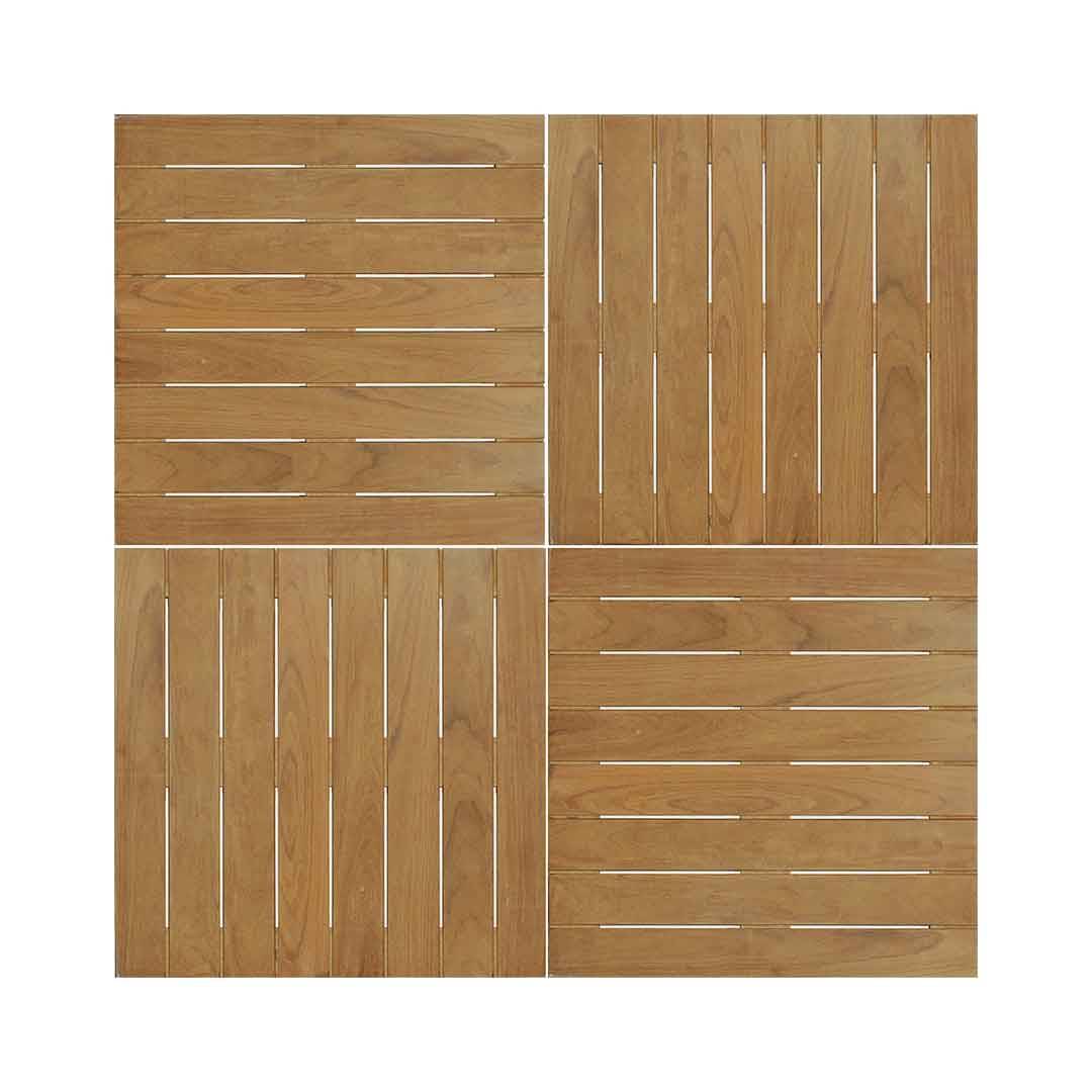 Four ipe structural tiles in a square. light brown color.