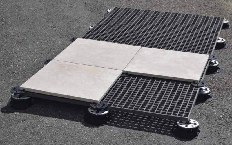 Porcelain paver of FRP grating panel