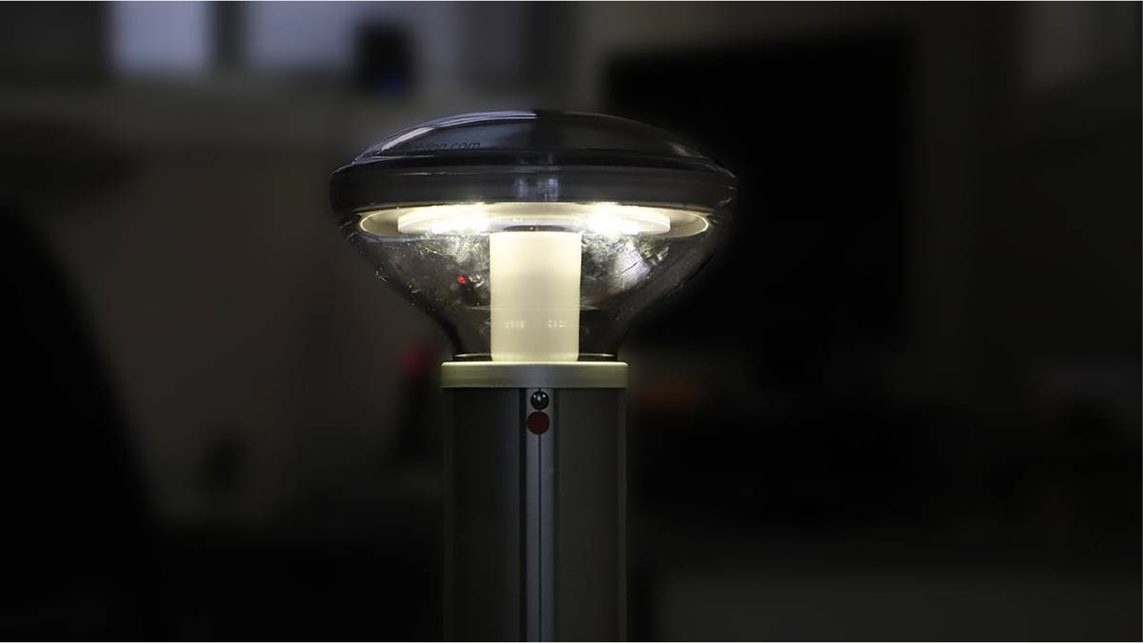SBL solar bollard head at dusk.