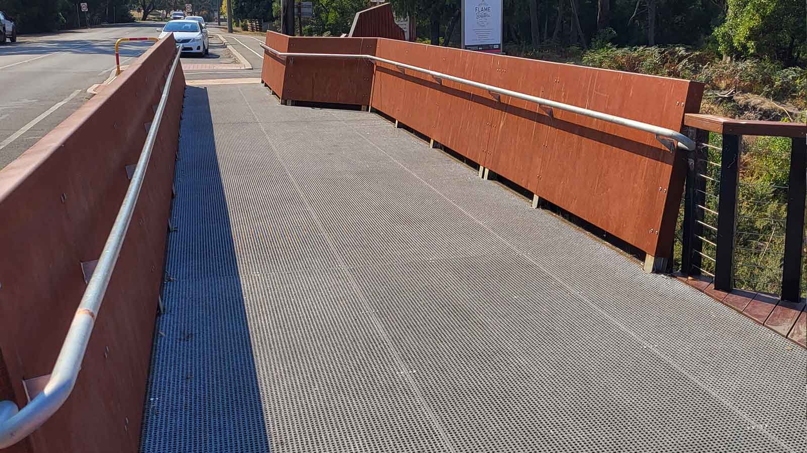 frp bridge with brown railings