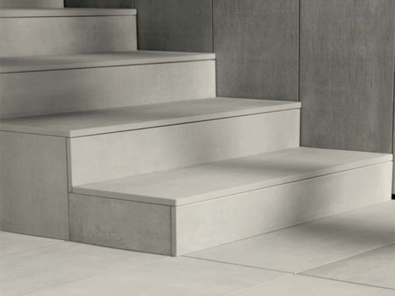 white porcelain stair treads