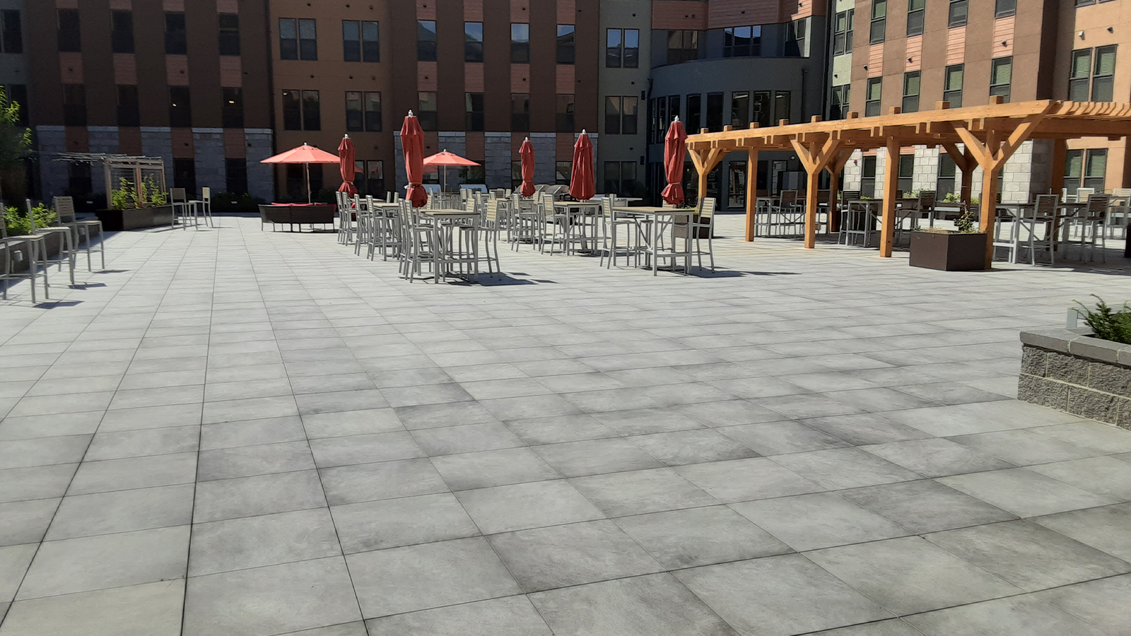 large bluestone paver courtyard at montana university 