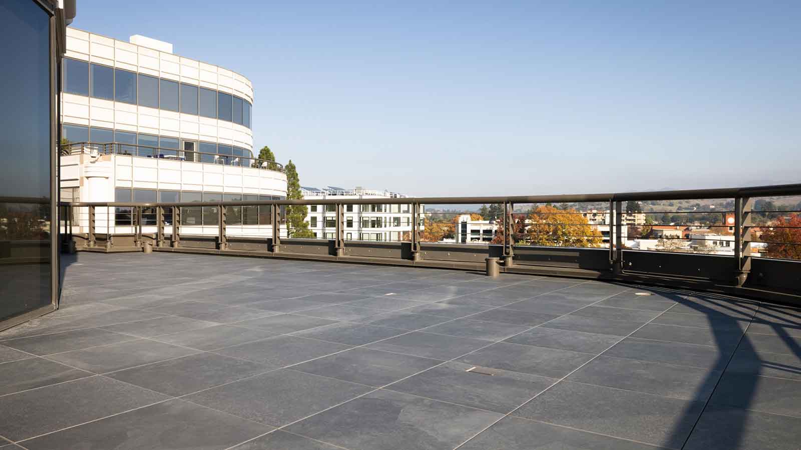 dark porcelain pavers on a balcony