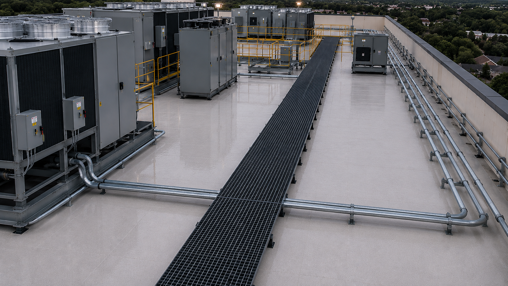 FRP walkway on industrial roof