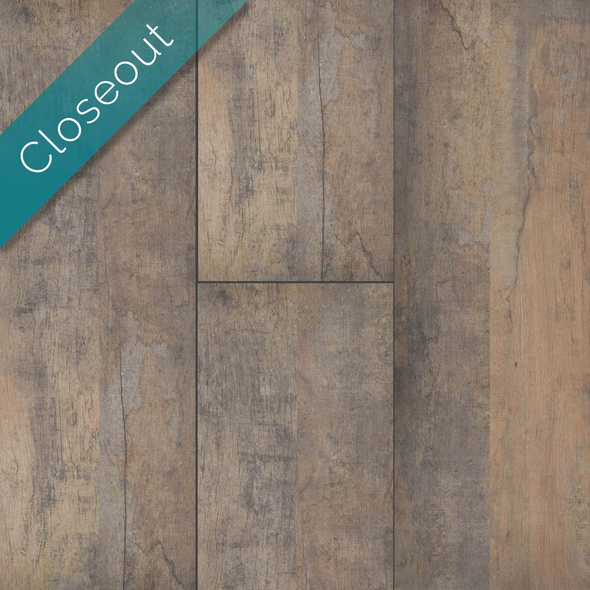 wood look porcelain plank pavers with closeout ribbon in upper left.
