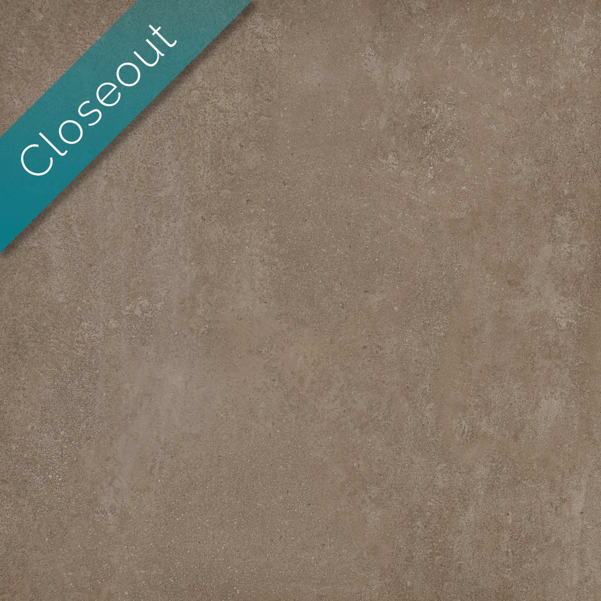 brown sandy porcelain paver with slight cement look and closeout ribbon in upper left.