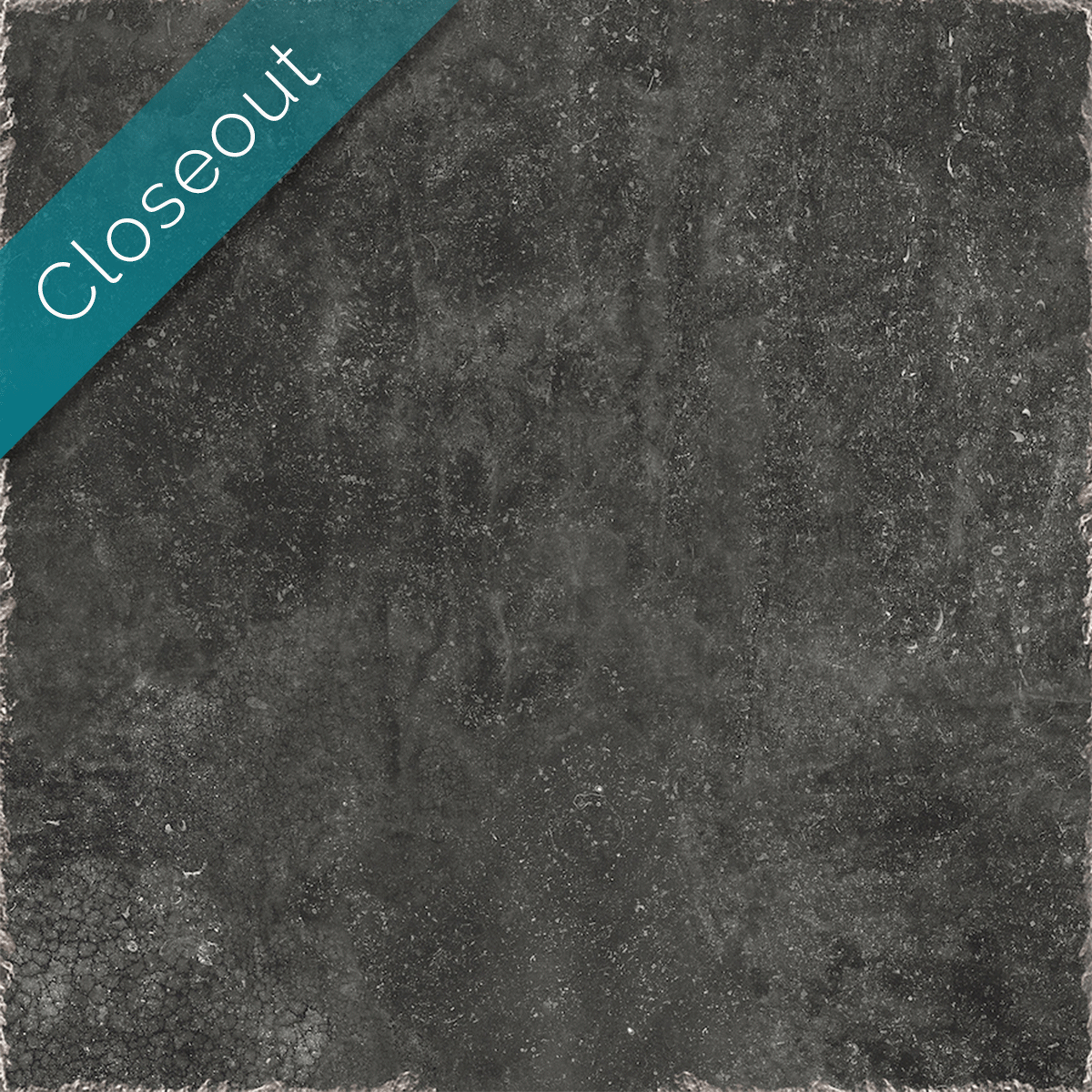 dark charcoal porcelain paver with grey patterning and hammered edges.