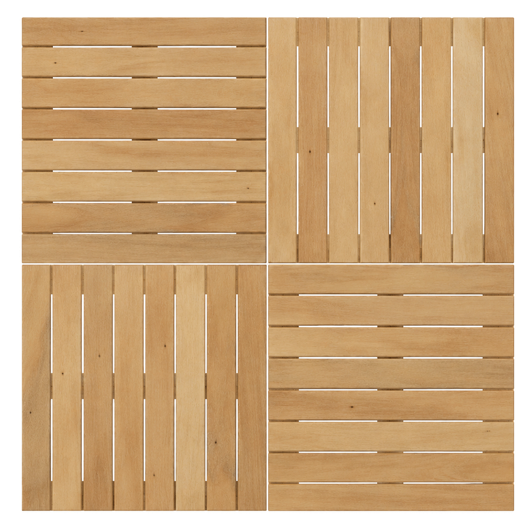 4 Itabuba wood tiles laid in a square pattern on white background